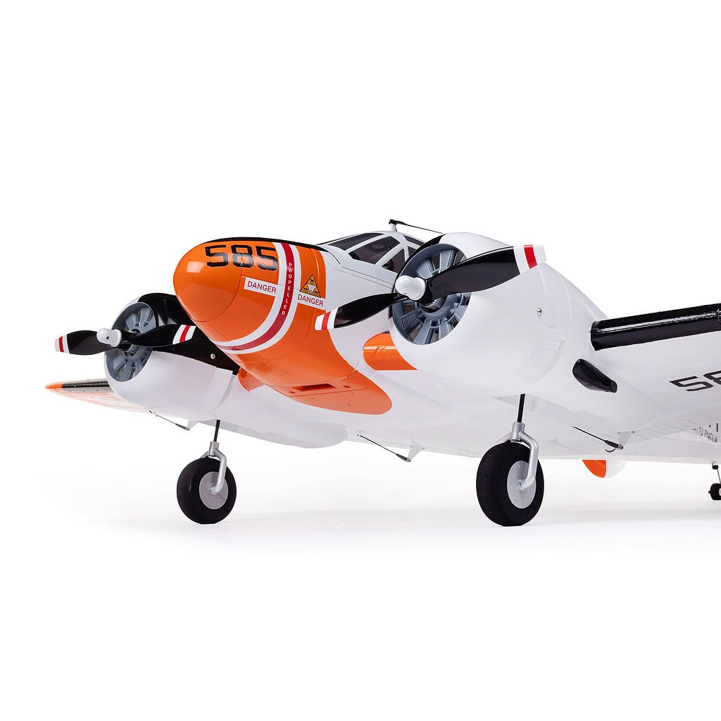 High-quality E-flite Beechcraft D18/RC-45J 1.5m remote control airplane with detailed design and powerful performance, perfect for RC aviation enthusiasts and scale model collectors.