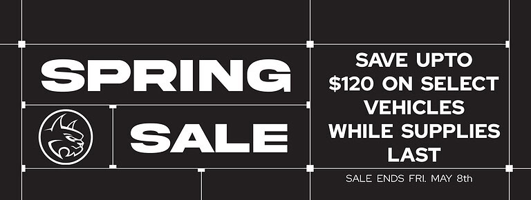 Spring Sale banner promoting up to $120 savings on select vehicles during limited-time offer.
