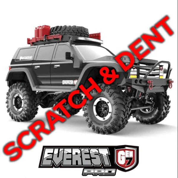 Redcat RC crawler with large tires, rugged design, and front bumper for off-road terrain, featured in a promotional image for RC enthusiasts.