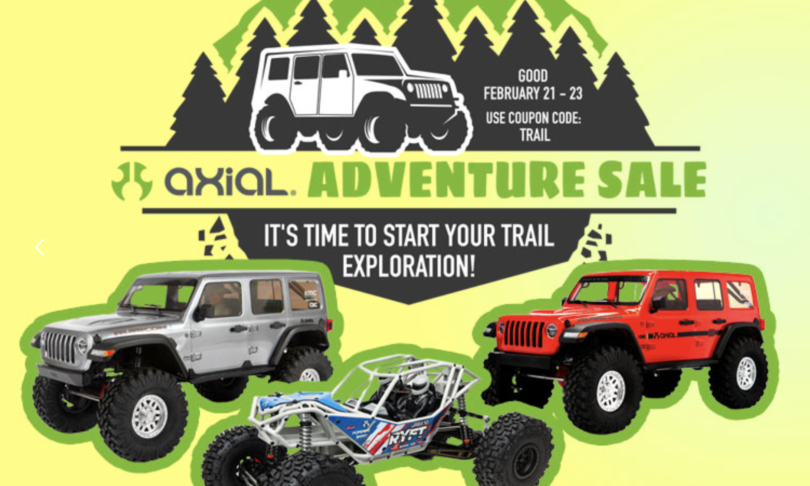 Save up to $120 on Select Axial Models During Tower Hobbies’ Axial Adventure Sale